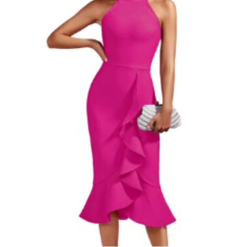 whoinshop Women's BLACK Halter Mermaid Bandage Dress | L | NWT - Picture 9 of 12